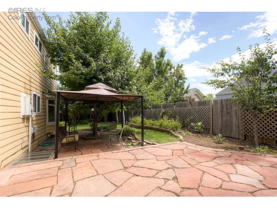 Backyard patio with grill