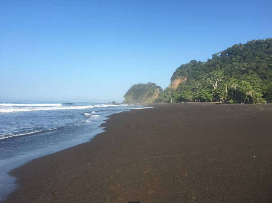Walk across the street to Playa Hermosa Beach 6 mile stretch of volcanic sand!
