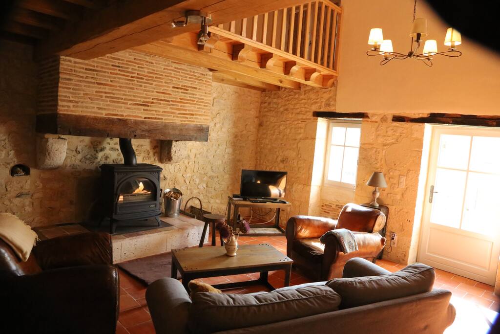 Wood burning stove, logs supplied