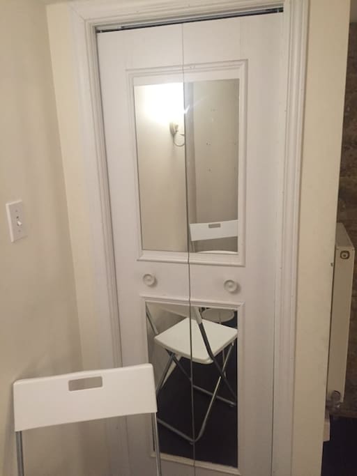 Mirrored door to closet