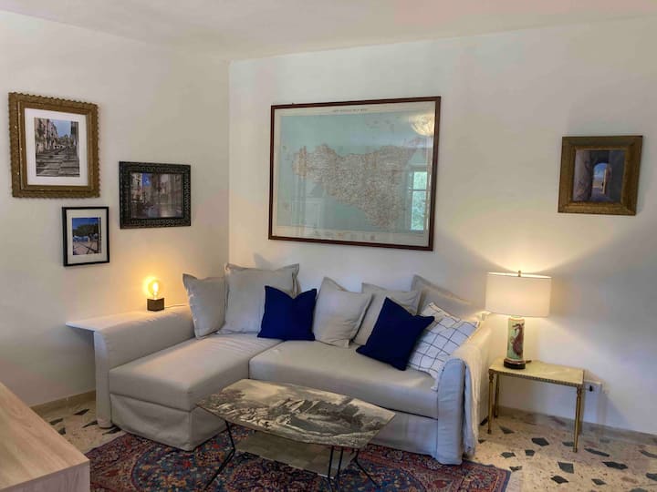 Comfy entertainment area with pull out sofa bed, TV and DVD player