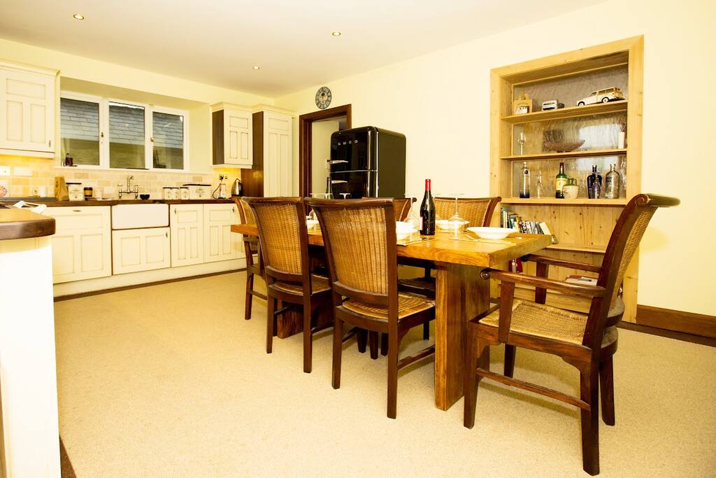 Our kitchen, all modern conveniences range cooker, smeg fridge, soup maker, kettle, toaster, dishwasher etc.