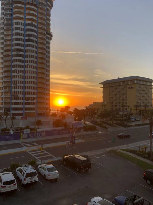 View of sunrise from the front balcony.