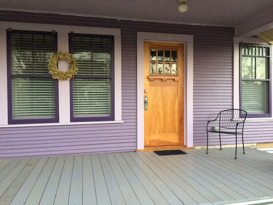 Front porch. Still being restored. Original front doors and windows restored by hand by Susanne and Sam.