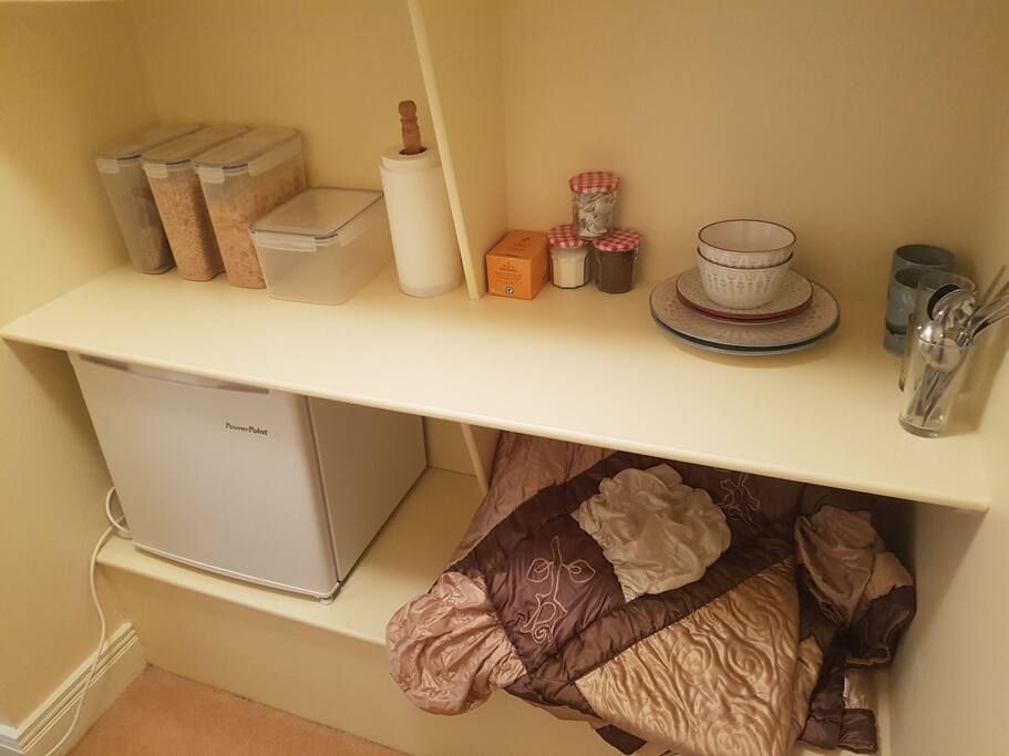 Mini Fridge with continental breakfast