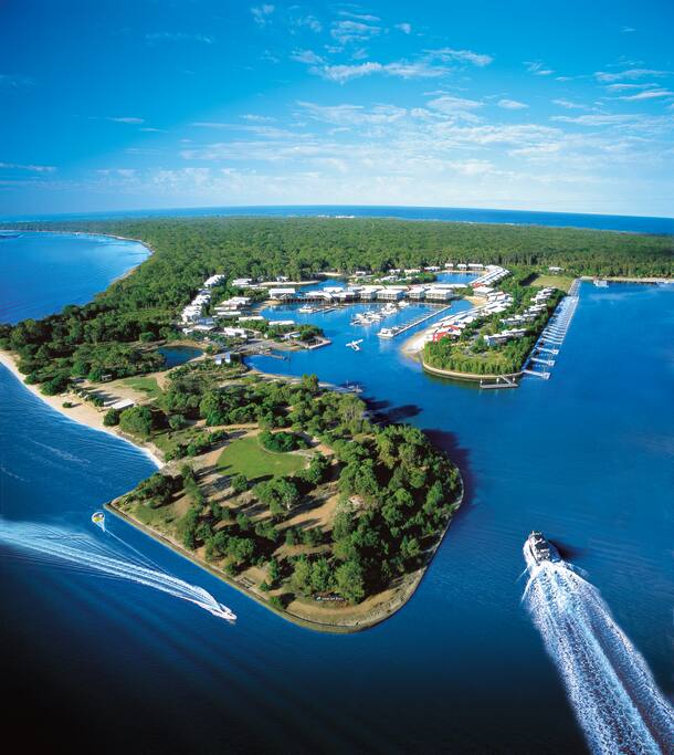 Aerial view of Couran Cove at South Stradbroke Island