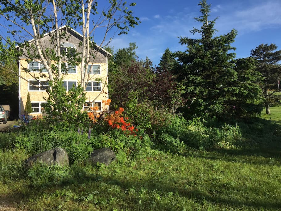 Front of the Historic Hen House, recently renovated. A place of serenity, healthy living and beautiful views of Blue Hill Bay.