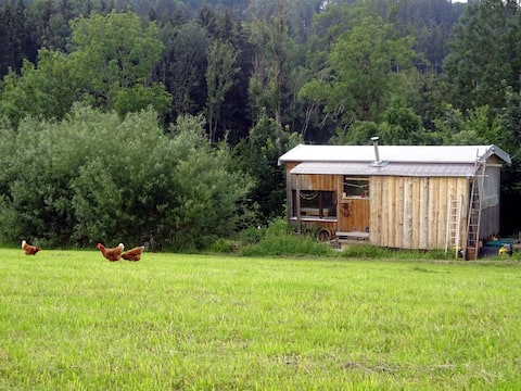 Ecologically built construction trailer with charm