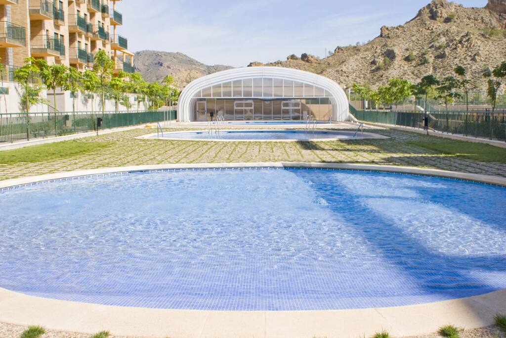 Outdoor and indoor swiming pools