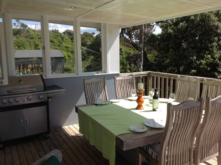 Outdoor eating area with BBQ