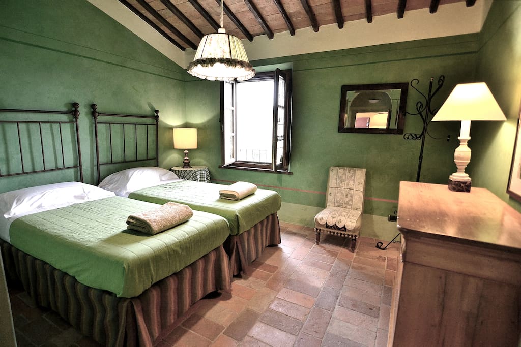 The Green Room! Some rooms of your property can be prepared as Twin or Double Bedroom