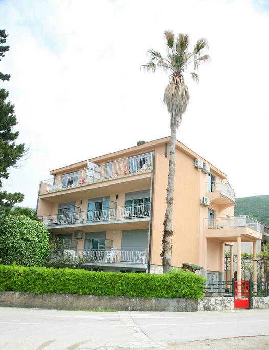 Building, seen form the beach.