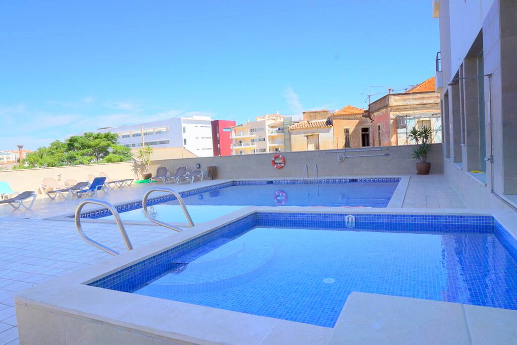 Sunny and quiet outdoor pool