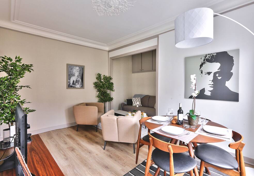 The living room is spacious