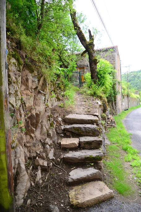 The steps leading up to your own front door. There is a decked area to relax and drink watching the river
