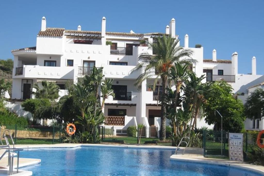 Our apartment is located in the middle of the picture, overlooking the Main pool