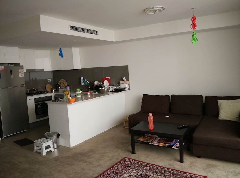 Living room with open kitchen