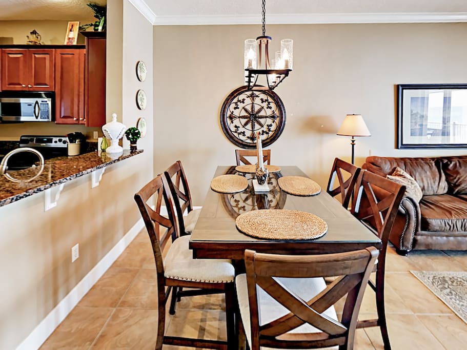 Serve home-cooked meals at the dining table with seating for 6.