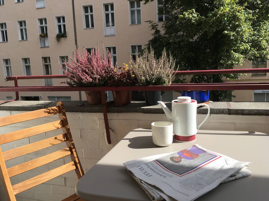 Sunny balcony, comes with fresh herbs