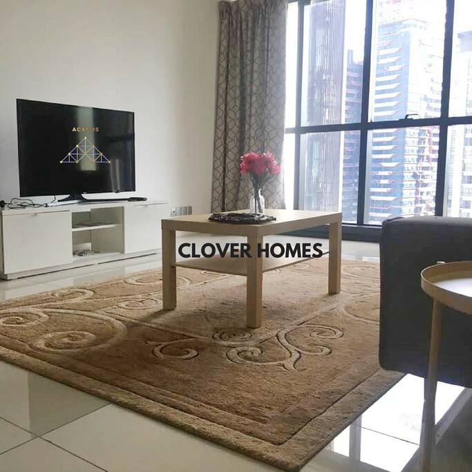 Living space with LED Smart TV and high speed broadband