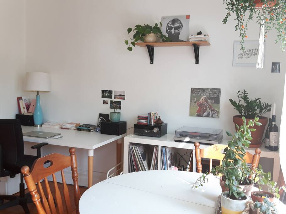 office space beside the dining table