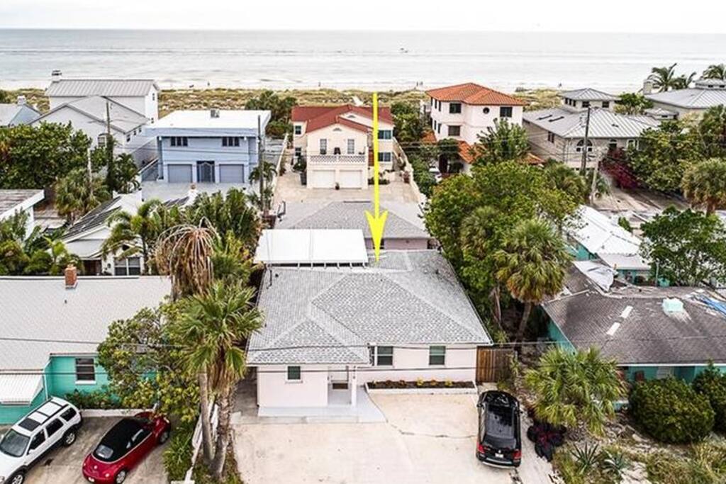 Aerial View of both houses and driveway (Rental house behind front house)