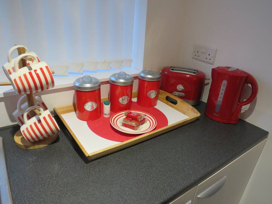 Free tea, coffee and tasty biscuits