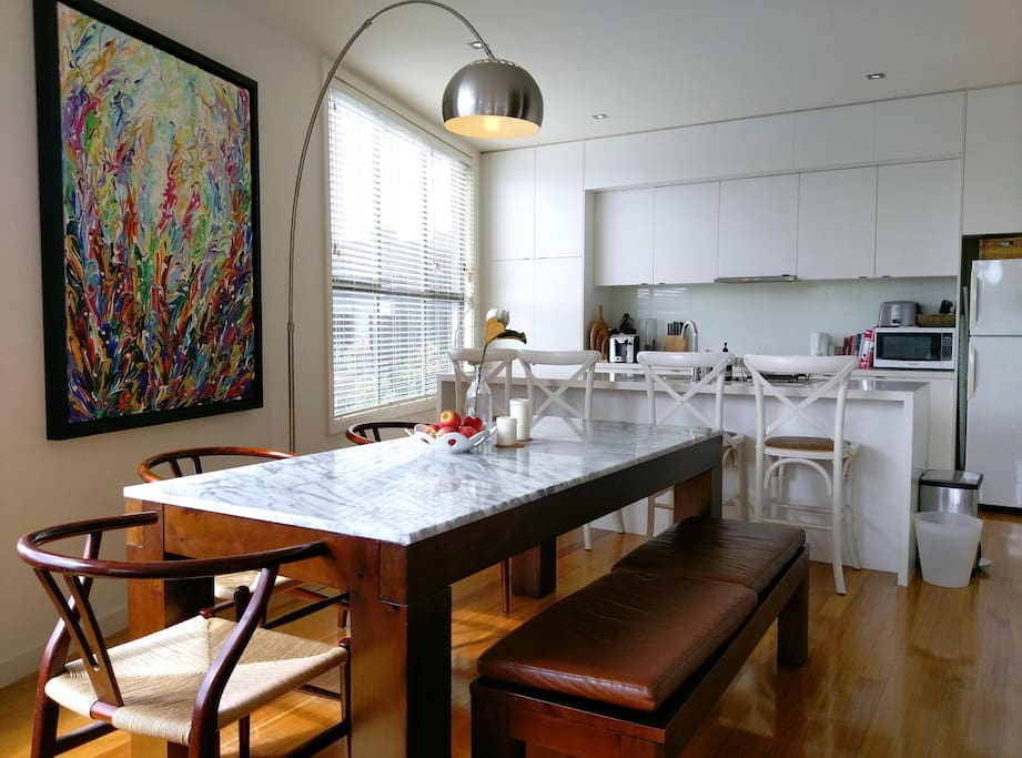 Shared dining room area and kitchen
