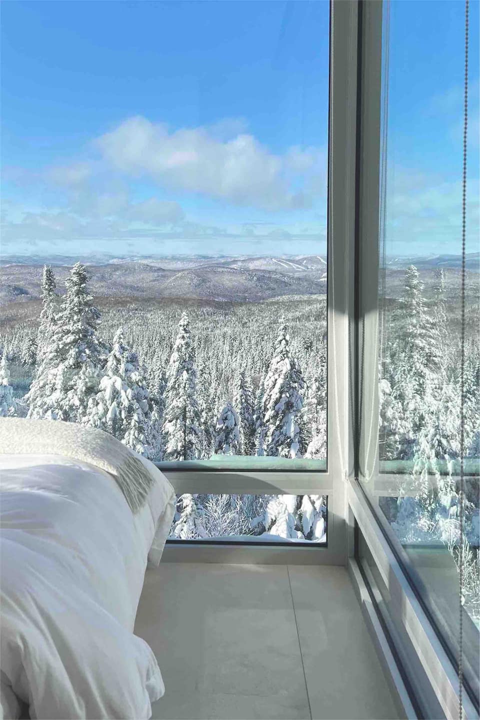 A glass tiny house on a mountaintop near Quebec City, Lac-Beauport, Quebec, Canada, photo 6 of 10