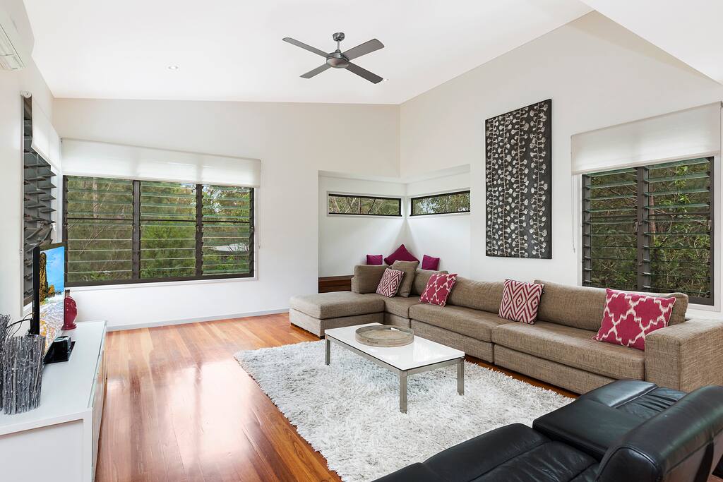 Our home has a large living area with widescreen TV