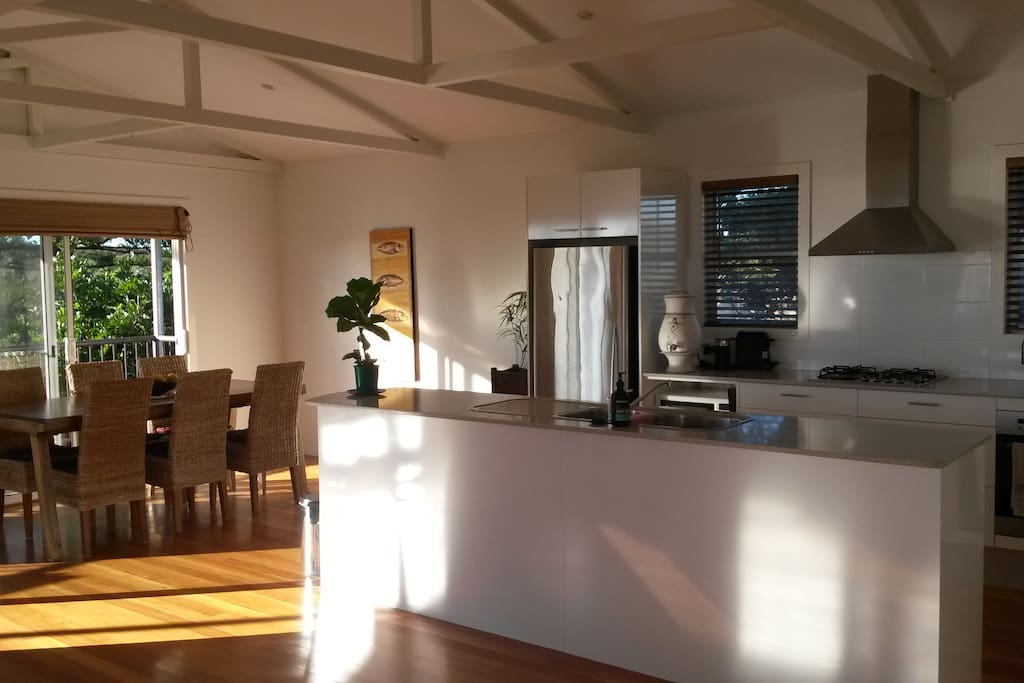 Bright sunny kitchen and dining
