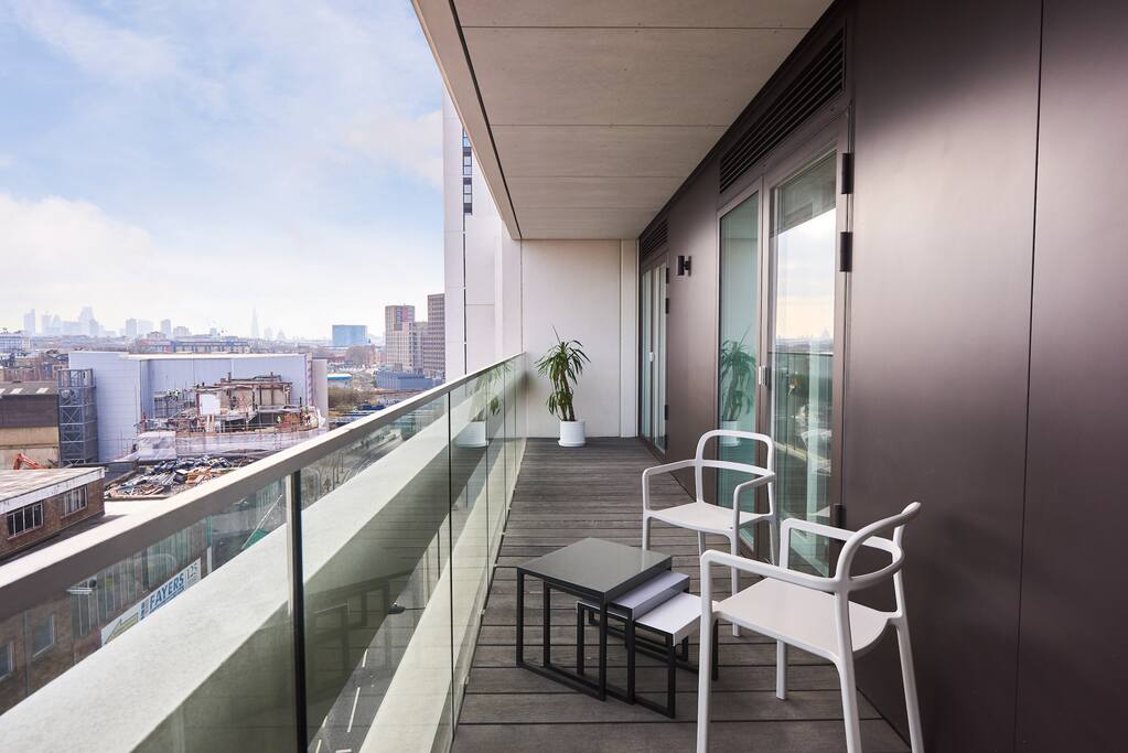 Relax on the spacious balcony and enjoy great views of the city