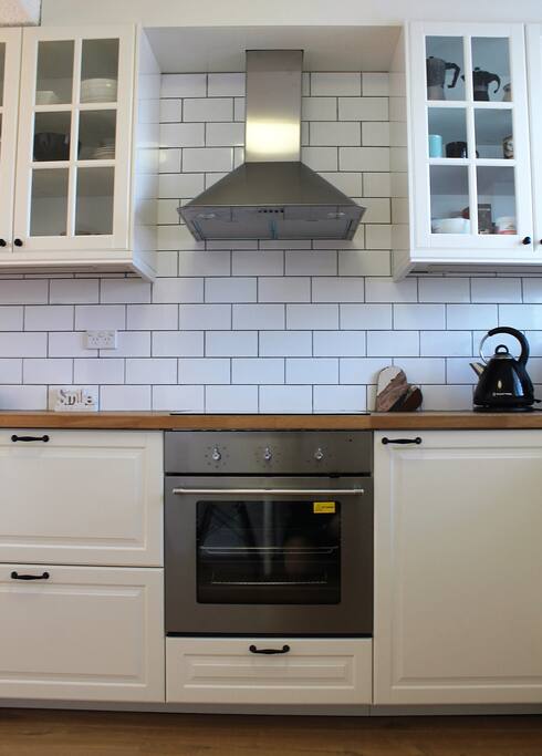 The beautiful kitchen is a delight to cook in