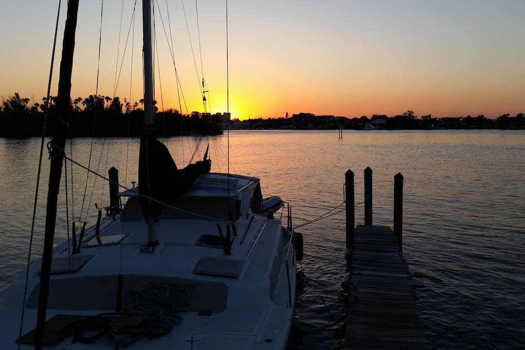 Sunset by the private boardwalk