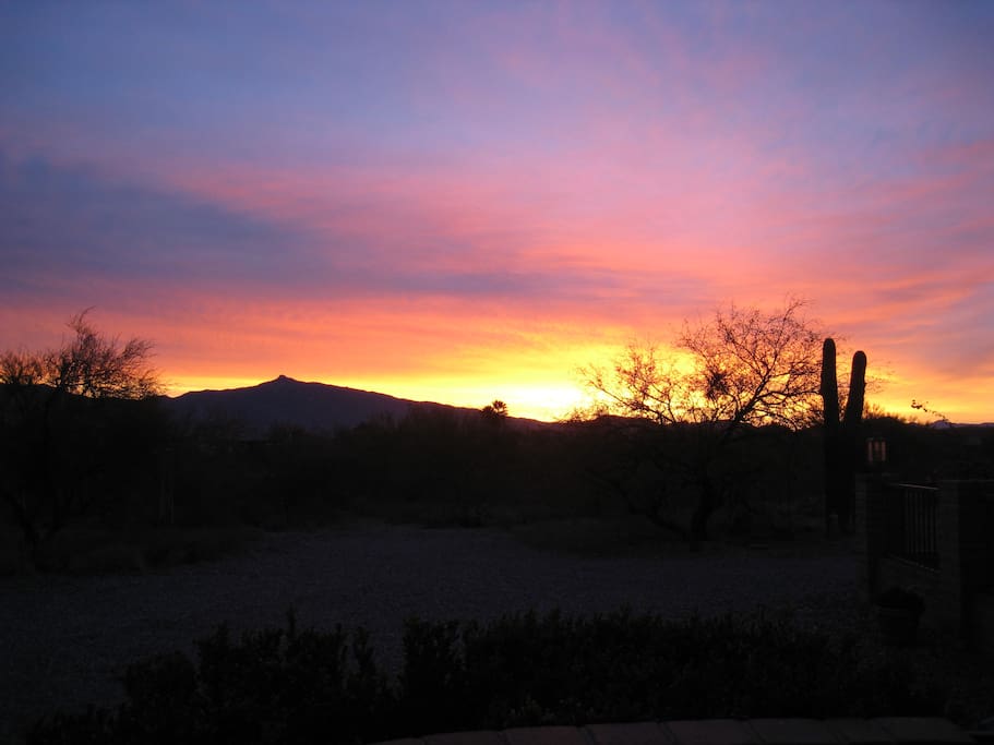 Spectacular sunset from the property