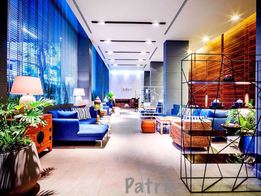 Unixx Lobby. 24-hour reception and security with CCTV. Floor specific access card system. High-speed elevators.