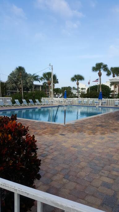 Heated pool - access at neighboring property. Offers onsite restrooms and seating
