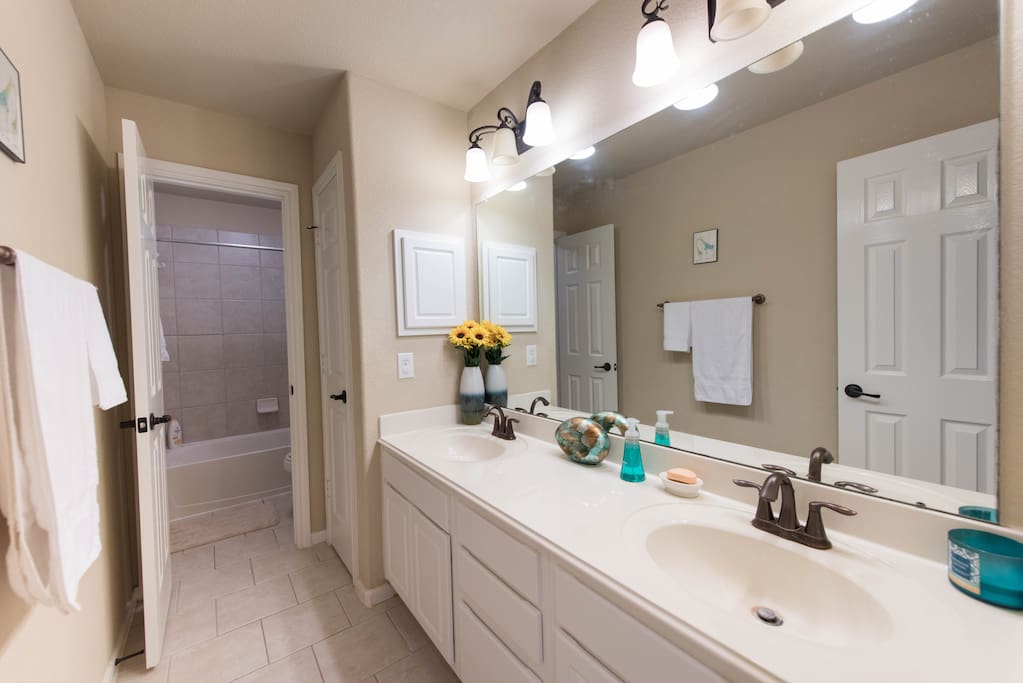 Spacious double sink bathroom