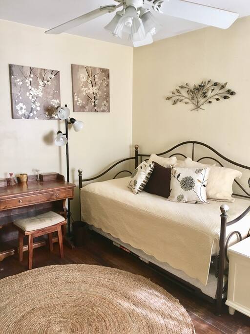 The daybed and pull-out trundle are comfortable for one or two guests.