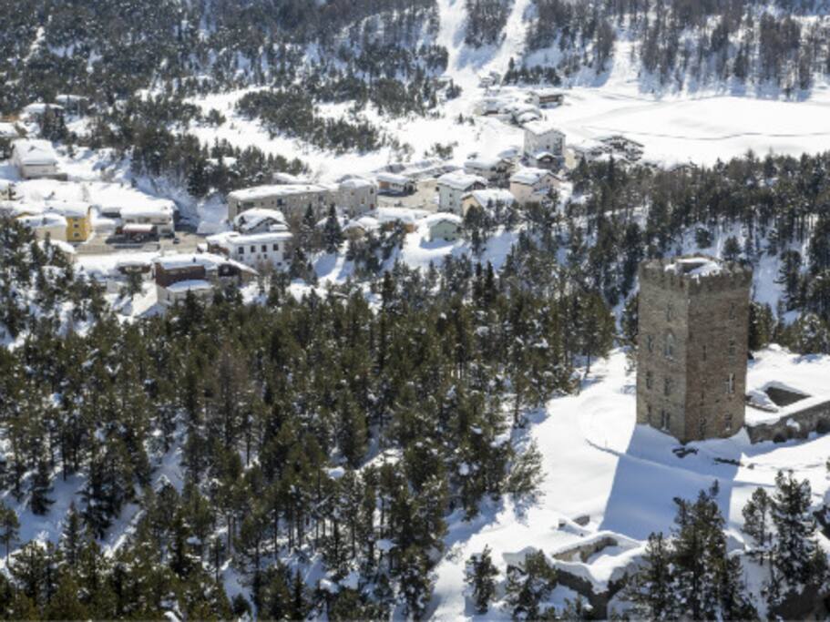Panoramica di Maloja in inverno