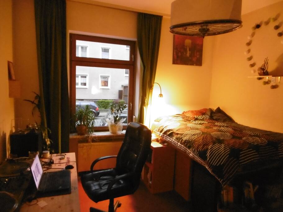 Living room, bed for 2 people and everything a human needs