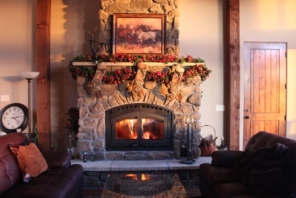 Wood fireplace is a gathering place all winter