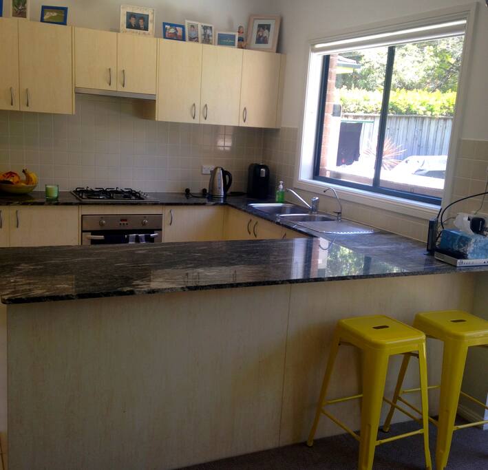 Large kitchen with morning sun.