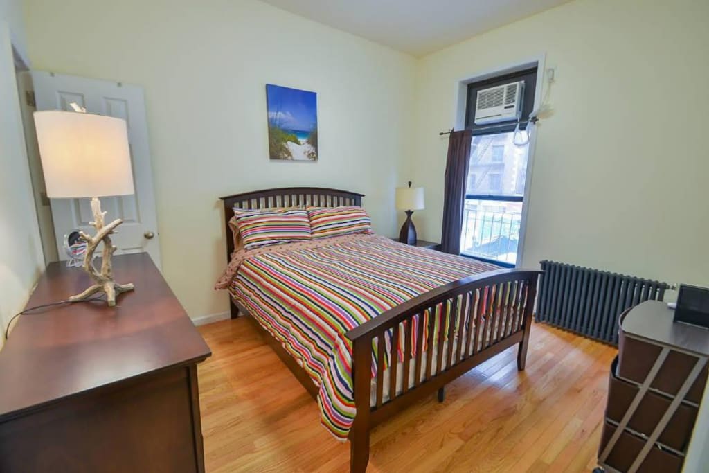 Huge queen sized bed, in unit heat and air conditioning