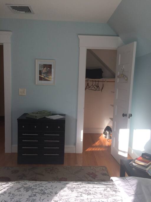 Dresser, roomy closet with shelves and hangers