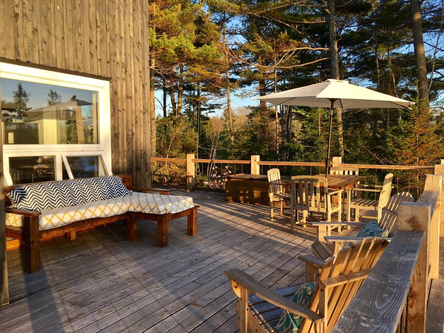 Lots of outdoor seating on the deck