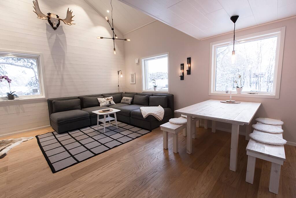 Sleeping sofa in the livingroom, space for two