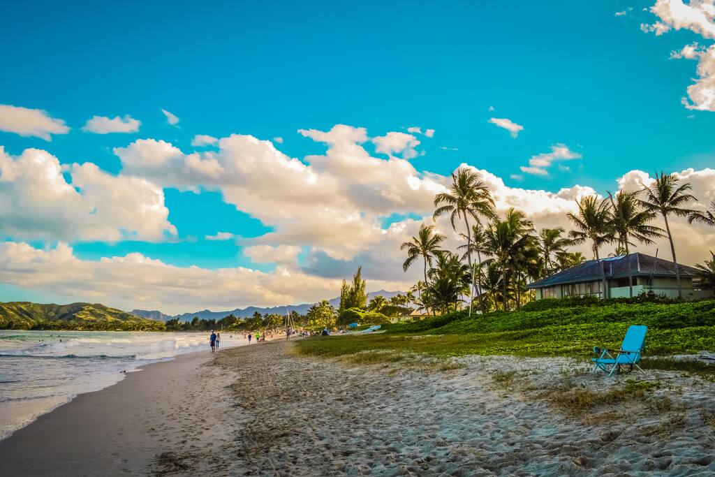 Kailua Beach sunset down the street