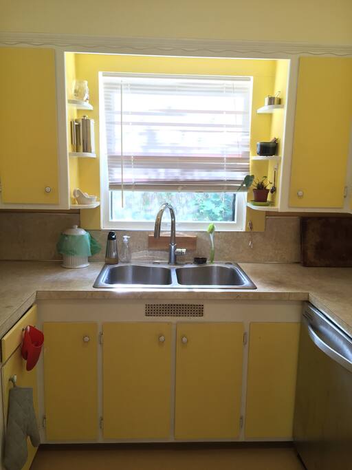 Charming kitchen with carved molding.