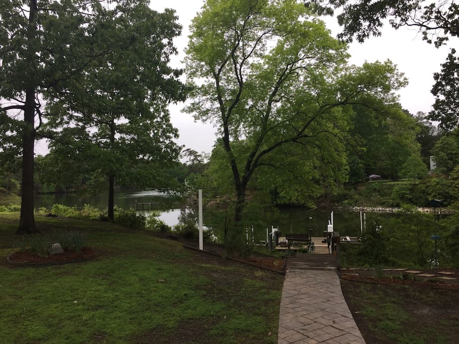 View of our front yard and dock on Moore's Creek.